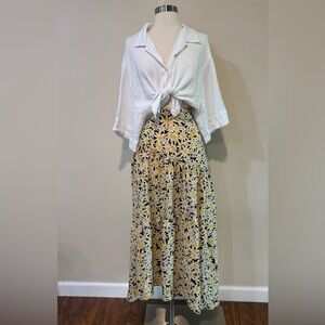 Topshop Yellow and Black Floral Maxi Skirt